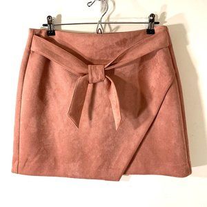 LOFT Faux Suede Tie Front Wrap Mini Skirt Summer Rose Womens Size 6